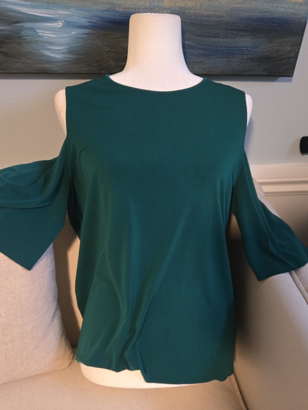 cold shoulder green blouse